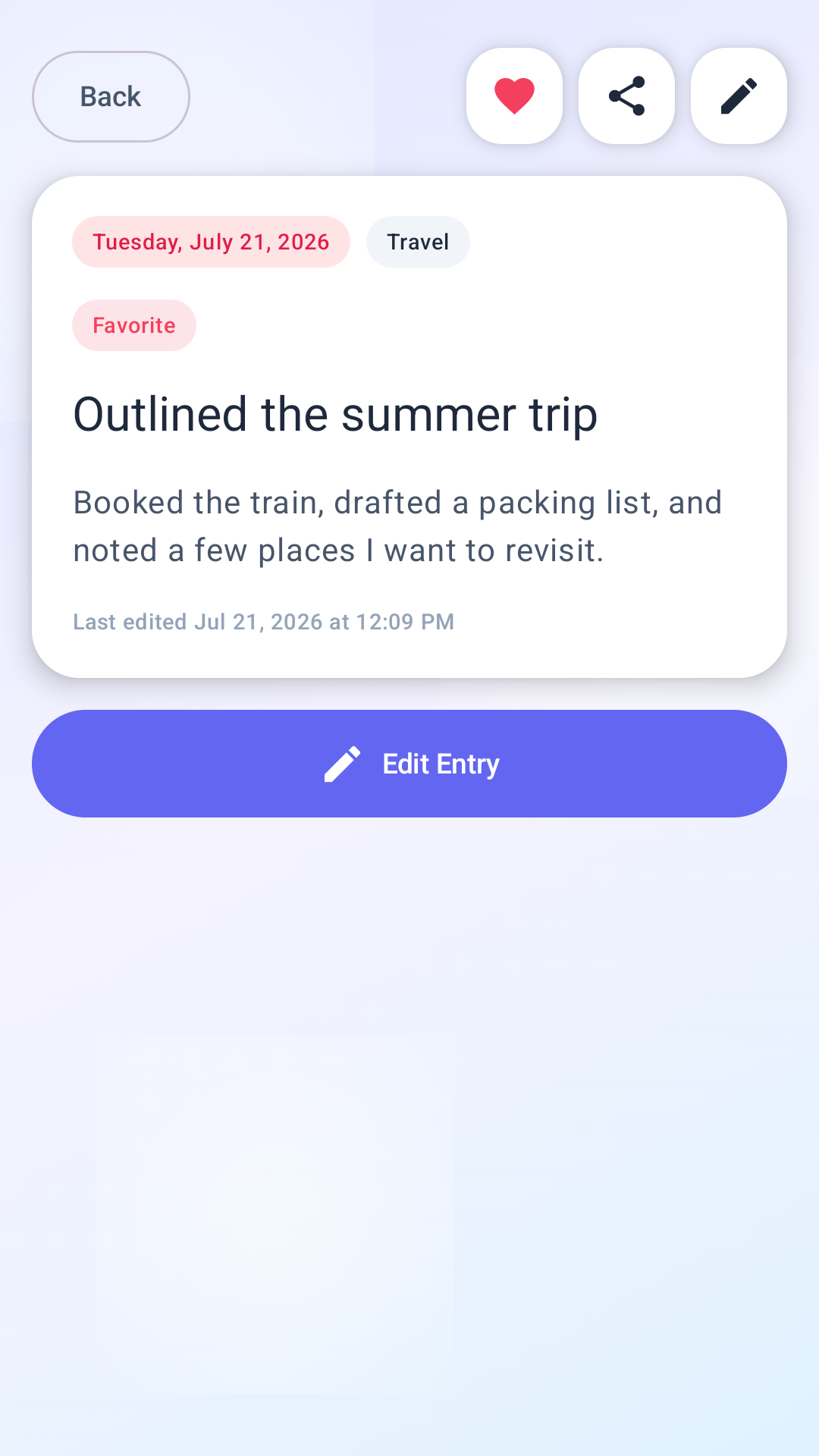 WhiteNote Log note details screen
